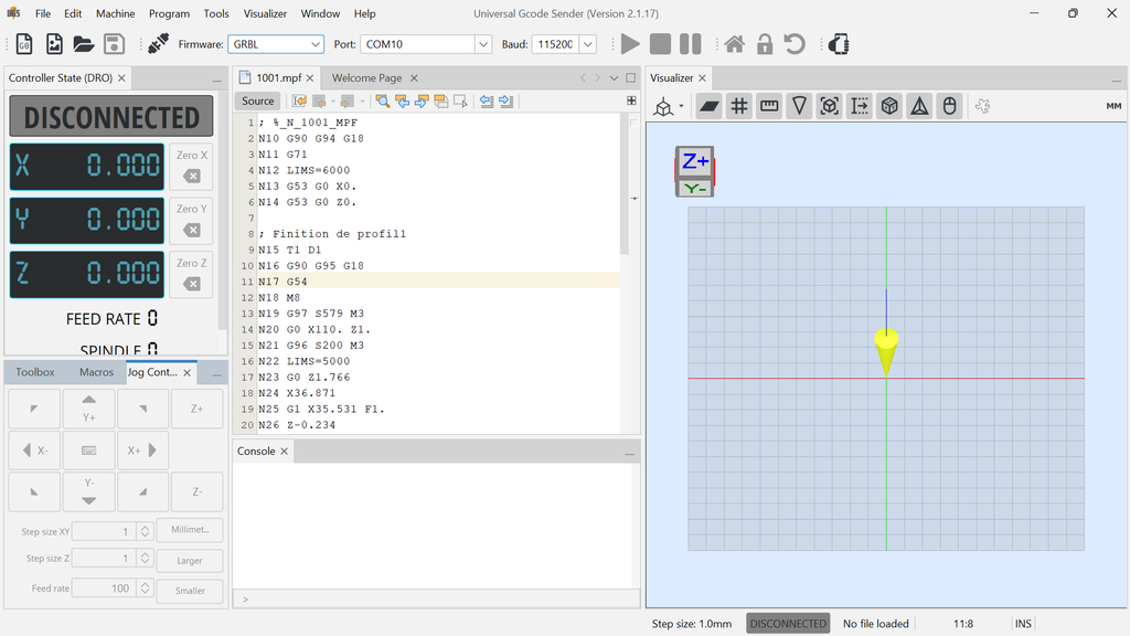 Universal gcode sender interface