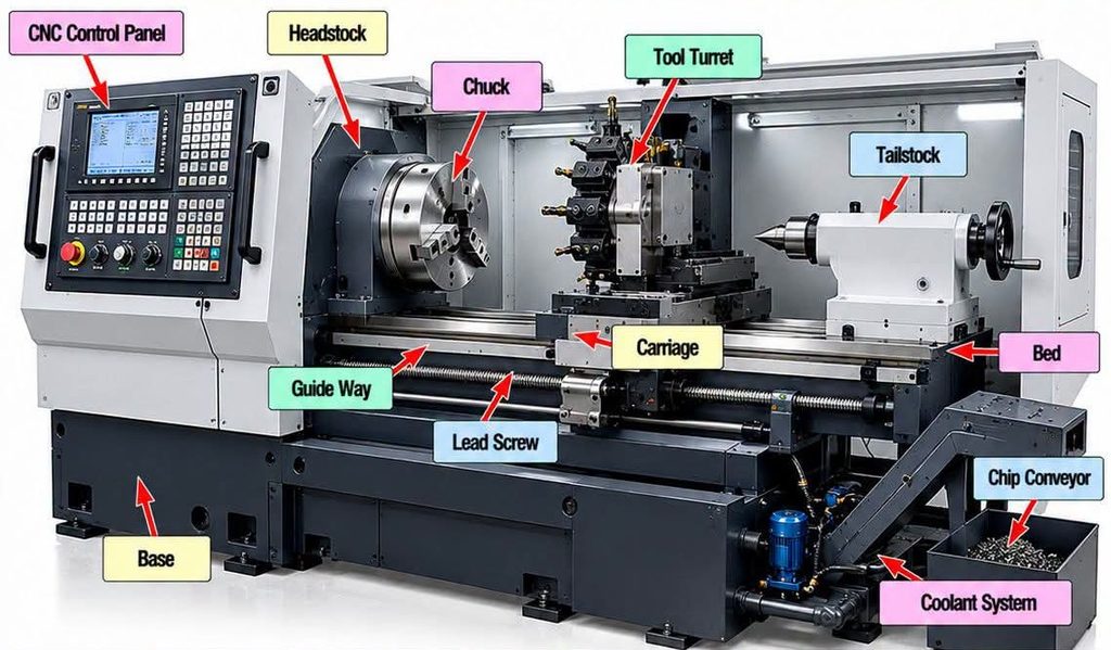 Anatomy of CNC lathe