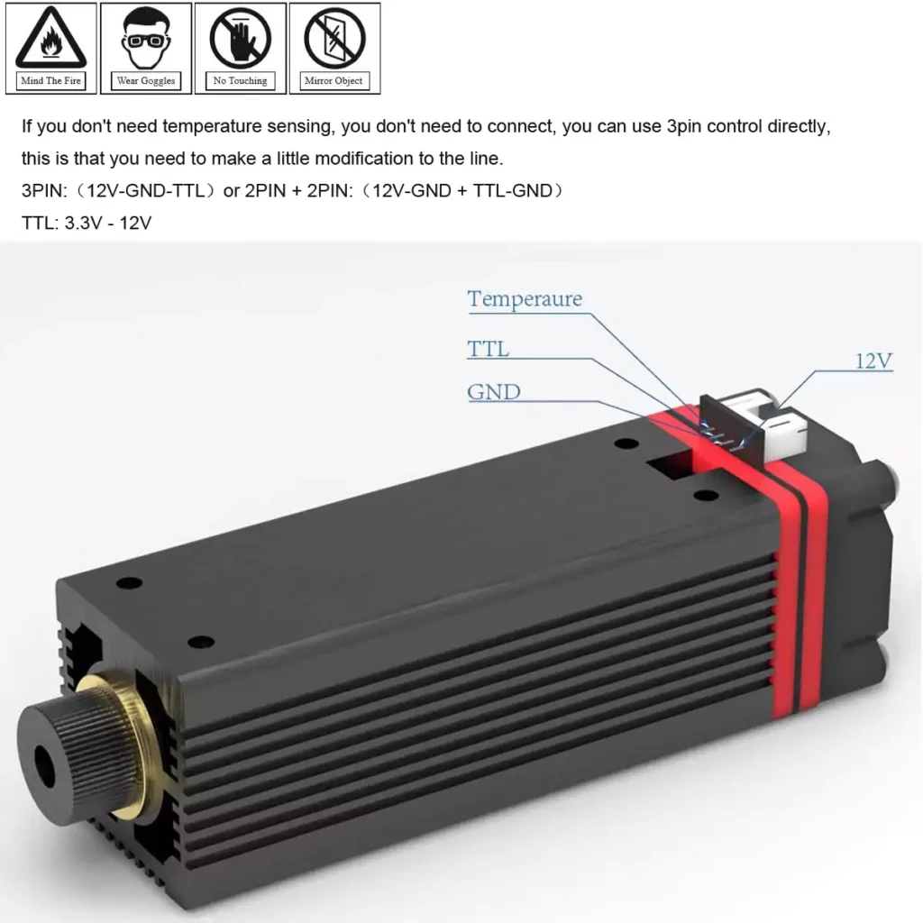 450nm Professional Continuous 20W Laser Cutting / Engraving Module Blue Light With TTL / PWM Modulation for CNC DIY Kit