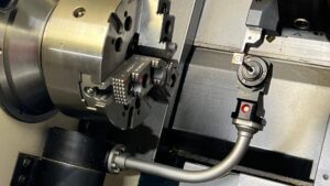 the tool path touching the probe on X