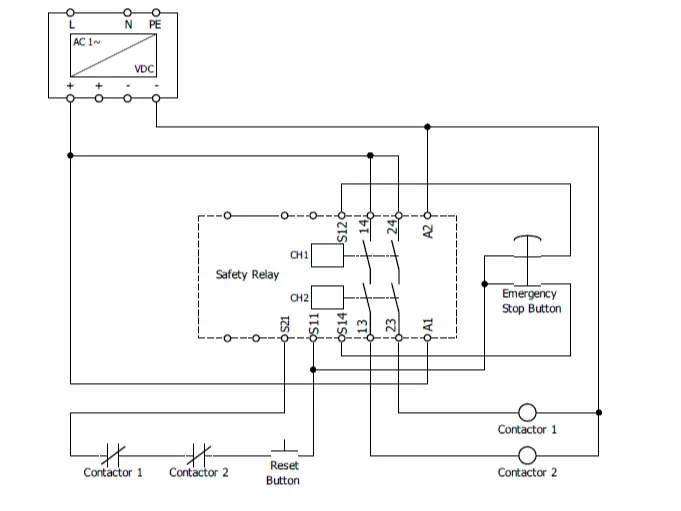 safety-relay-electrical control diagram